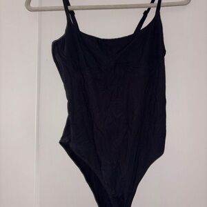 Black Free People Ribbed Bodysuit